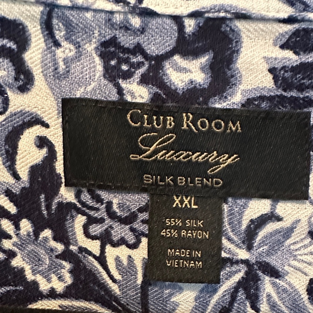 Club Room Luxury Blue and White Floral Silk-Blend Top Size XXL - Picture 2 of 4